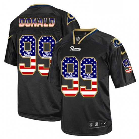 Men Nike Los Angeles Rams 99 Aaron Donald Elite Black USA Flag Fashion NFL Jersey Men Nike Los Angeles Rams 99 Aaron Donald Elite Black USA Flag Fashion NFL Jersey