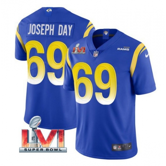 Nike Los Angeles Rams 69 Sebastian Joseph Day Royal 2022 Super Bowl LVI Vapor Limited Jersey Nike Los Angeles Rams 69 Sebastian Joseph Day Royal 2022 Super Bowl LVI Vapor Limited Jersey