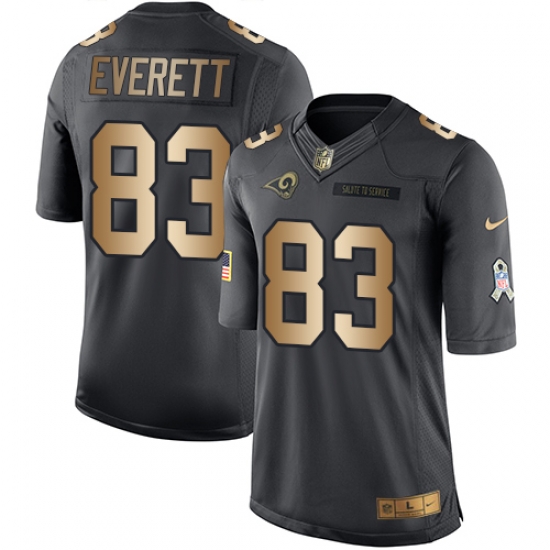 Nike Rams #83 Gerald Everett Black Mens Stitched NFL Limited Gold Salute To Service Jersey Nike Rams #83 Gerald Everett Black Mens Stitched NFL Limited Gold Salute To Service Jersey