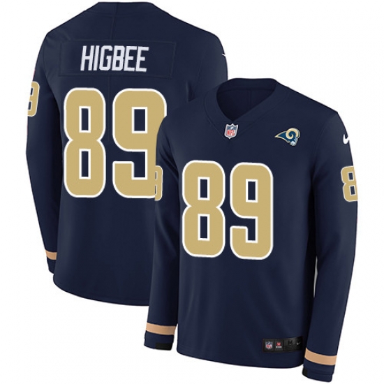 Nike Rams 89 Tyler Higbee Navy Blue Team Color Men s Stitched NFL Limited Therma Long Sleeve Jersey Nike Rams 89 Tyler Higbee Navy Blue Team Color Men s Stitched NFL Limited Therma Long Sleeve Jersey