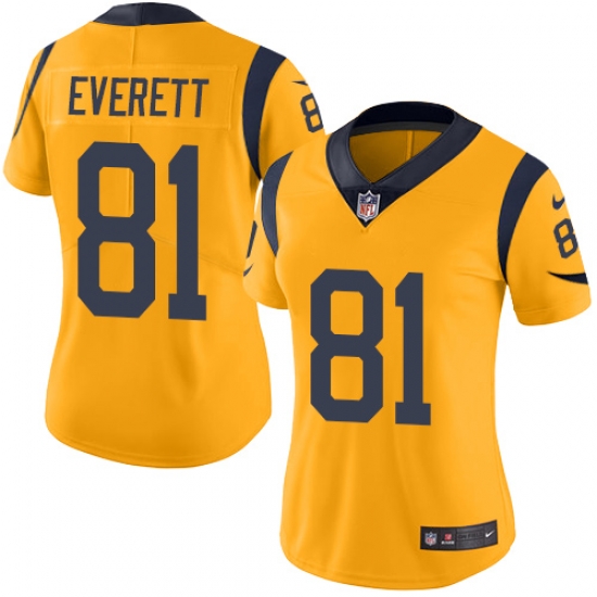 Nike Rams #81 Gerald Everett Gold Womens Stitched NFL Limited Rush Jersey Nike Rams #81 Gerald Everett Gold Womens Stitched NFL Limited Rush Jersey
