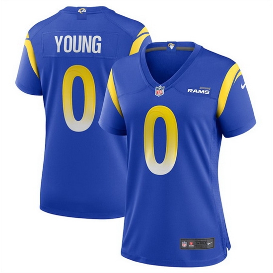 Women Los Angeles Rams 0 Byron Young Blue Stitched Game Jersey Run Small Women Los Angeles Rams 0 Byron Young Blue Stitched Game Jersey Run Small