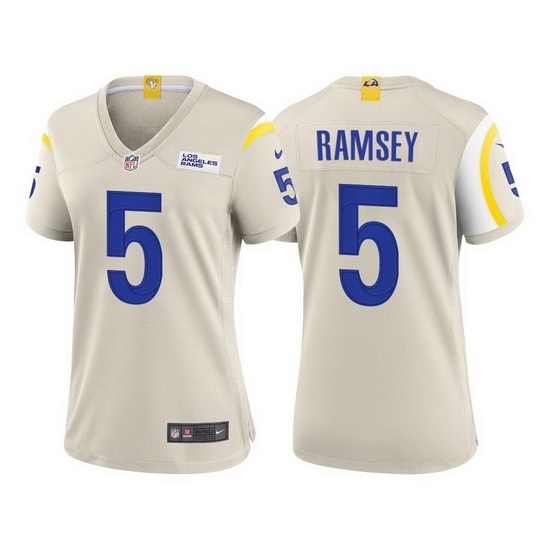 Women Los Angeles Rams #5 Jalen Ramsey Bone Stitched Football Limited Jersey Women Los Angeles Rams #5 Jalen Ramsey Bone Stitched Football Limited Jersey