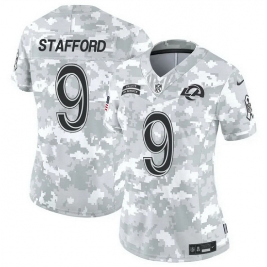 Women Los Angeles Rams 9 Matthew Stafford 2024 F U S E Arctic Camo Salute To Service Limited Stitched Football Jersey Women Los Angeles Rams 9 Matthew Stafford 2024 F U S E Arctic Camo Salute To Service Limited Stitched Football Jersey