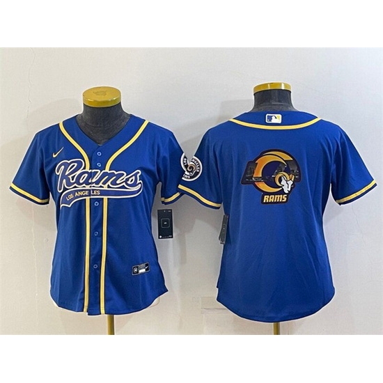 Women Los Angeles Rams Royal Team Big Logo With Patch Cool Base Stitched Baseball Jersey Women Los Angeles Rams Royal Team Big Logo With Patch Cool Base Stitched Baseball Jersey
