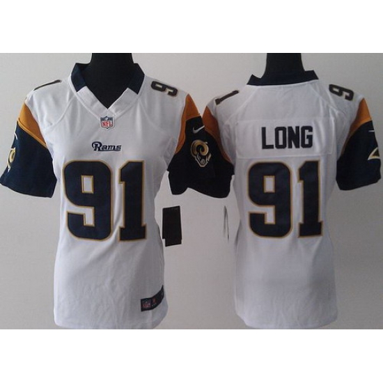 Women Nike St.Louis Rams 91 Chris Long White LIMITED Jerseys Women Nike St.Louis Rams 91 Chris Long White LIMITED Jerseys