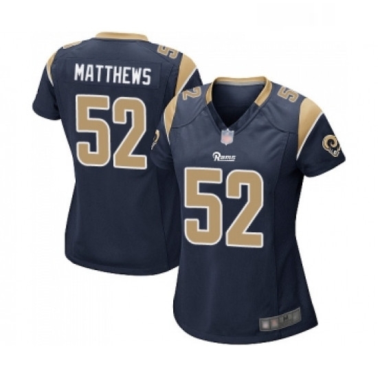 Womens Los Angeles Rams 52 Clay Matthews Game Navy Blue Team Color Football Jersey Womens Los Angeles Rams 52 Clay Matthews Game Navy Blue Team Color Football Jersey