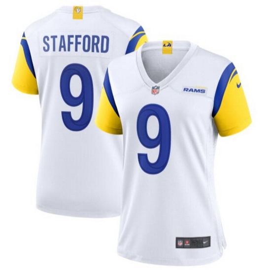 Women's Los Angeles Rams Matthew Stafford #9 White Nike Royal Game Jersey Women's Los Angeles Rams Matthew Stafford #9 White Nike Royal Game Jersey