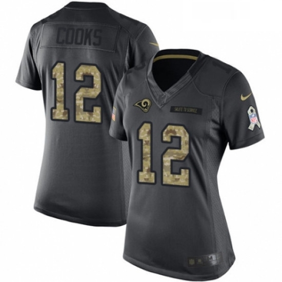Womens Nike Los Angeles Rams 12 Brandin Cooks Limited Black 2016 Salute to Service NFL Jersey Womens Nike Los Angeles Rams 12 Brandin Cooks Limited Black 2016 Salute to Service NFL Jersey