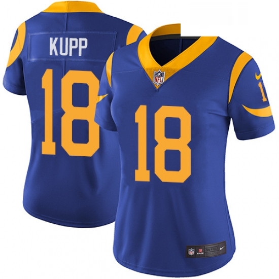 Womens Nike Los Angeles Rams 18 Cooper Kupp Royal Blue Alternate Vapor Untouchable Limited Player NFL Jersey Womens Nike Los Angeles Rams 18 Cooper Kupp Royal Blue Alternate Vapor Untouchable Limited Player NFL Jersey