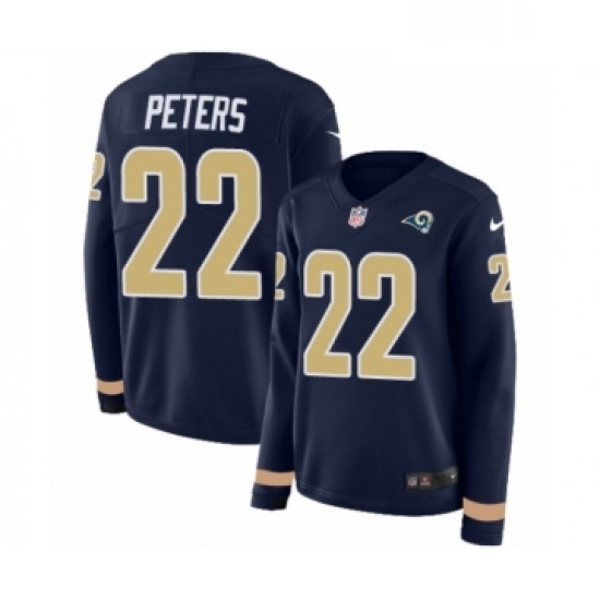Womens Nike Los Angeles Rams 22 Marcus Peters Limited Navy Blue Therma Long Sleeve NFL Jersey Womens Nike Los Angeles Rams 22 Marcus Peters Limited Navy Blue Therma Long Sleeve NFL Jersey