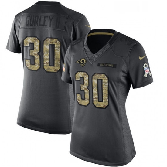 Womens Nike Los Angeles Rams 30 Todd Gurley Limited Black 2016 Salute to Service NFL Jersey Womens Nike Los Angeles Rams 30 Todd Gurley Limited Black 2016 Salute to Service NFL Jersey