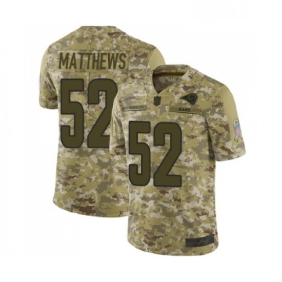 Youth Los Angeles Rams 52 Clay Matthews Limited Camo 2018 Salute to Service Football Jersey Youth Los Angeles Rams 52 Clay Matthews Limited Camo 2018 Salute to Service Football Jersey