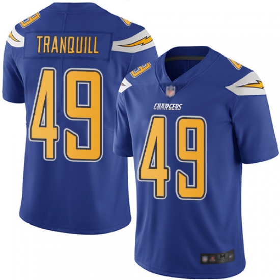Chargers 49 Drue Tranquill Electric Blue Men Stitched Football Limited Rush Jersey Chargers 49 Drue Tranquill Electric Blue Men Stitched Football Limited Rush Jersey