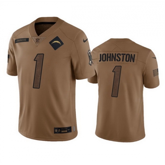 Men Los Angeles Chargers 1 Quentin Johnston 2023 Brown Salute To Service Limited Stitched Jersey Men Los Angeles Chargers 1 Quentin Johnston 2023 Brown Salute To Service Limited Stitched Jersey