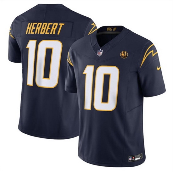 Men Los Angeles Chargers 10 Justin Herbert Navy 2023 F U S E With John Madden Patch Vapor Limited Stitched Football Jersey Men Los Angeles Chargers 10 Justin Herbert Navy 2023 F U S E With John Madden Patch Vapor Limited Stitched Football Jersey