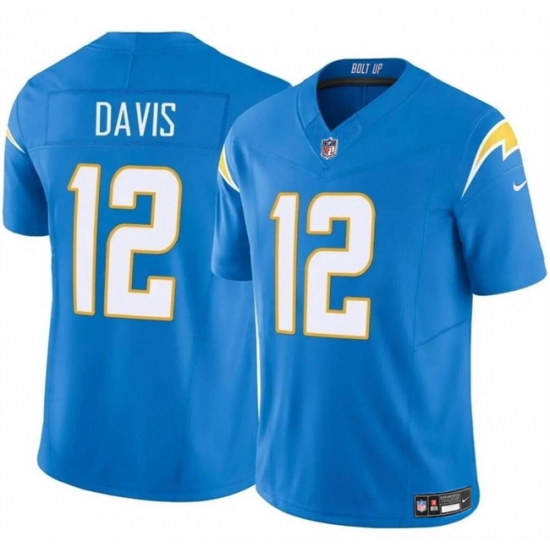Men Los Angeles Chargers 12 Derius Davis Blue 2024 F U S E Vapor Limited Stitched Football Jersey Men Los Angeles Chargers 12 Derius Davis Blue 2024 F U S E Vapor Limited Stitched Football Jersey
