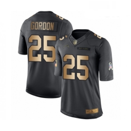 Men Los Angeles Chargers 25 Melvin Gordon Limited Black Gold Salute to Service Football Jersey Men Los Angeles Chargers 25 Melvin Gordon Limited Black Gold Salute to Service Football Jersey