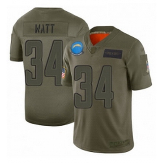 Men Los Angeles Chargers 34 Derek Watt Limited Camo 2019 Salute to Service Football Jersey Men Los Angeles Chargers 34 Derek Watt Limited Camo 2019 Salute to Service Football Jersey