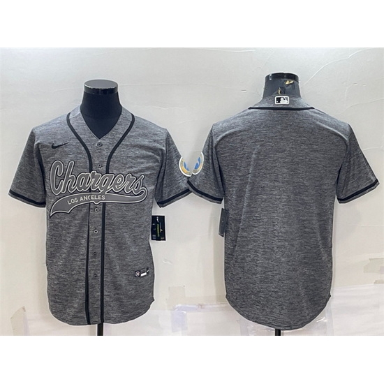 Men Los Angeles Chargers Blank Grey With Patch Cool Base Stitched Baseball Jersey Men Los Angeles Chargers Blank Grey With Patch Cool Base Stitched Baseball Jersey