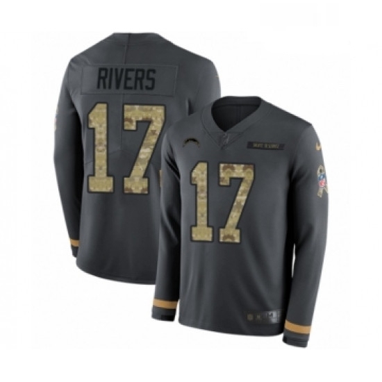 Men Nike Los Angeles Chargers 17 Philip Rivers Limited Black Salute to Service Therma Long Sleeve NFL Jersey Men Nike Los Angeles Chargers 17 Philip Rivers Limited Black Salute to Service Therma Long Sleeve NFL Jersey