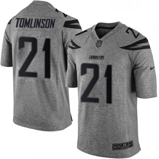Men Nike Los Angeles Chargers 21 LaDainian Tomlinson Limited Gray Gridiron NFL Jersey Men Nike Los Angeles Chargers 21 LaDainian Tomlinson Limited Gray Gridiron NFL Jersey