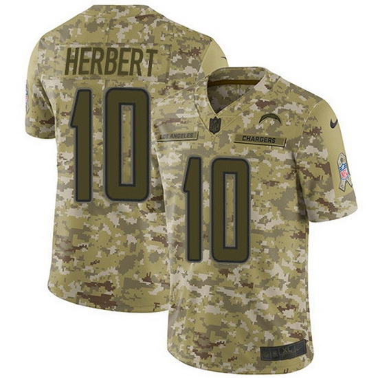 Nike Chargers 10 Justin Herbert Camo Men Stitched NFL Limited 2018 Salute To Service Jersey Nike Chargers 10 Justin Herbert Camo Men Stitched NFL Limited 2018 Salute To Service Jersey