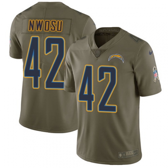Nike Chargers #42 Uchenna Nwosu Olive Mens Stitched NFL Limited 2017 Salute To Service Jersey Nike Chargers #42 Uchenna Nwosu Olive Mens Stitched NFL Limited 2017 Salute To Service Jersey