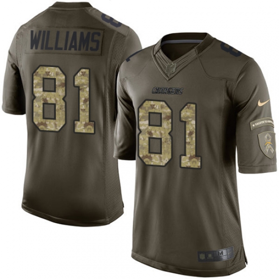 Nike Chargers #81 Mike Williams Green Mens Stitched NFL Limited Salute to Service Jersey Nike Chargers #81 Mike Williams Green Mens Stitched NFL Limited Salute to Service Jersey