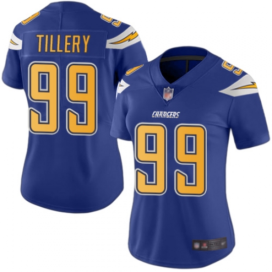 Chargers 99 Jerry Tillery Electric Blue Women Stitched Football Limited Rush Jersey Chargers 99 Jerry Tillery Electric Blue Women Stitched Football Limited Rush Jersey