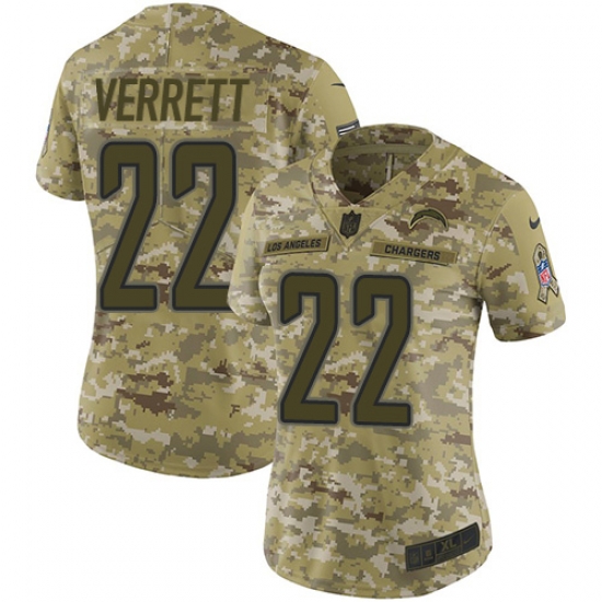 Nike Chargers #22 Jason Verrett Camo Women Stitched NFL Limited 2018 Salute to Service Jersey Nike Chargers #22 Jason Verrett Camo Women Stitched NFL Limited 2018 Salute to Service Jersey