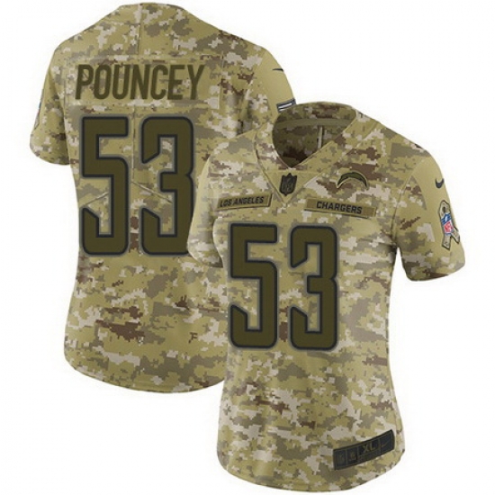 Nike Chargers 53 Mike Pouncey Camo Womens Stitched NFL Limited 2018 Salute to Service Jersey Nike Chargers 53 Mike Pouncey Camo Womens Stitched NFL Limited 2018 Salute to Service Jersey