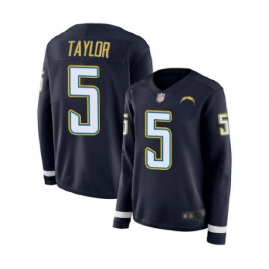 Womens Los Angeles Chargers 5 Tyrod Taylor Limited Navy Blue Therma Long Sleeve Football Jersey Womens Los Angeles Chargers 5 Tyrod Taylor Limited Navy Blue Therma Long Sleeve Football Jersey
