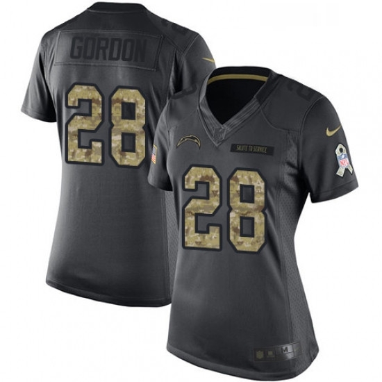 Womens Nike Los Angeles Chargers 28 Melvin Gordon Limited Black 2016 Salute to Service NFL Jersey Womens Nike Los Angeles Chargers 28 Melvin Gordon Limited Black 2016 Salute to Service NFL Jersey