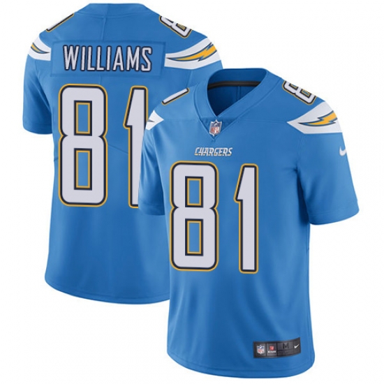 Youth Nike Chargers #81 Mike Williams Electric Blue Alternate Stitched NFL Vapor Untouchable Limited Jersey Youth Nike Chargers #81 Mike Williams Electric Blue Alternate Stitched NFL Vapor Untouchable Limited Jersey