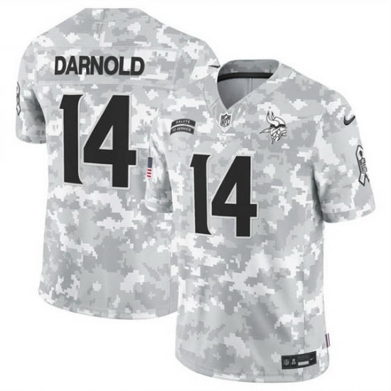 Men Minnesota Vikings 14 Sam Darnold 2024 F U S E Arctic Camo Salute To Service Limited Stitched Football Jersey Men Minnesota Vikings 14 Sam Darnold 2024 F U S E Arctic Camo Salute To Service Limited Stitched Football Jersey
