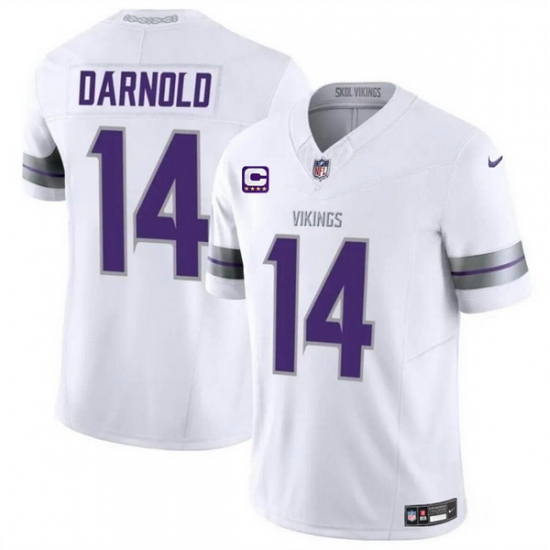 Men Minnesota Vikings 14 Sam Darnold White 2024 F U S E With 4 Star C Patch Winter Warrior Limited Stitched Jersey Men Minnesota Vikings 14 Sam Darnold White 2024 F U S E With 4 Star C Patch Winter Warrior Limited Stitched Jersey