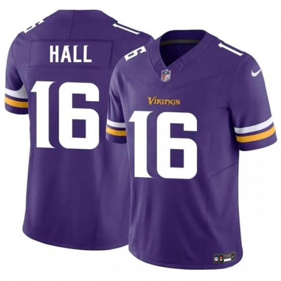 Men Minnesota Vikings 16 Jaren Hall Purple 2023 F U S E Vapor Untouchable Limited Stitched Jersey Men Minnesota Vikings 16 Jaren Hall Purple 2023 F U S E Vapor Untouchable Limited Stitched Jersey