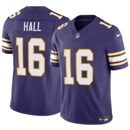 Men Minnesota Vikings 16 Jaren Hall Purple 2023 F U S E Vapor Untouchable Throwback Limited Stitched Jersey Men Minnesota Vikings 16 Jaren Hall Purple 2023 F U S E Vapor Untouchable Throwback Limited Stitched Jersey