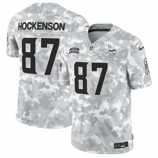 Men Minnesota Vikings 87 T J Hockenson 2024 F U S E Arctic Camo Salute To Service Limited Stitched Football Jersey Men Minnesota Vikings 87 T J Hockenson 2024 F U S E Arctic Camo Salute To Service Limited Stitched Football Jersey