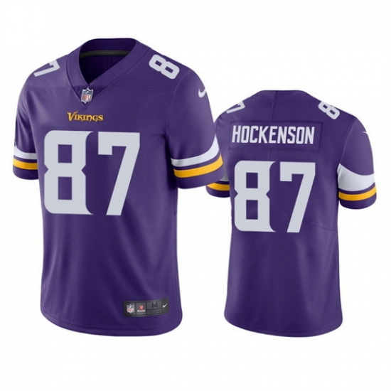 Men Minnesota Vikings 87 T J Hockenson Purple Vapor Untouchable Stitched Jersey Men Minnesota Vikings 87 T J Hockenson Purple Vapor Untouchable Stitched Jersey