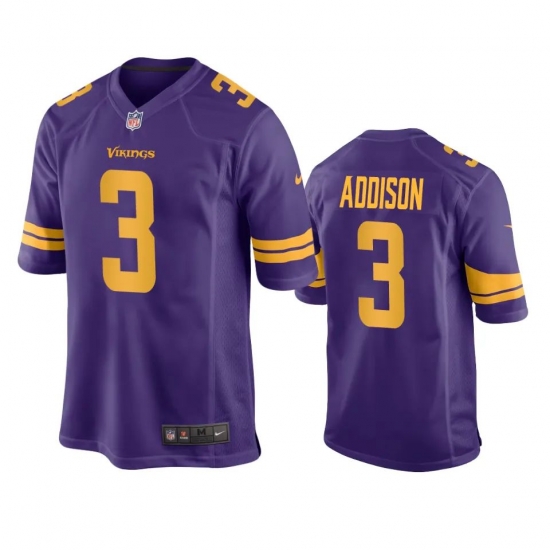 Men Minnesota Vikings Jordan Addison #3 purple color rush Stitched NFL Jerseys Men Minnesota Vikings Jordan Addison #3 purple color rush Stitched NFL Jerseys