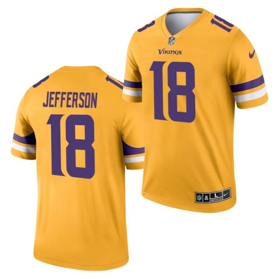 Men's Minnesota Vikings #18 Justin Jefferson Gold 2021 Inverted Legend Stitched Jersey Men's Minnesota Vikings #18 Justin Jefferson Gold 2021 Inverted Legend Stitched Jersey