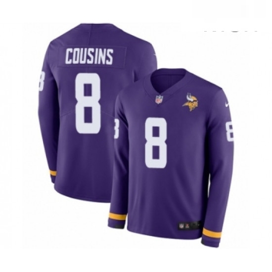 Mens Nike Minnesota Vikings 8 Kirk Cousins Limited Purple Therma Long Sleeve NFL Jersey Mens Nike Minnesota Vikings 8 Kirk Cousins Limited Purple Therma Long Sleeve NFL Jersey