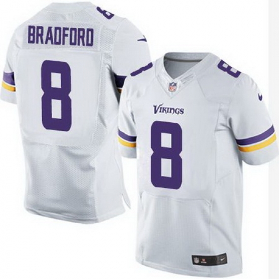 Nike Vikings #8 Sam Bradford White Men Stitched NFL Elite Jersey Nike Vikings #8 Sam Bradford White Men Stitched NFL Elite Jersey