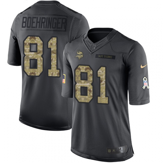Nike Vikings #81 Moritz Boehringer Black Mens Stitched NFL Limited 2016 Salute To Service Jersey Nike Vikings #81 Moritz Boehringer Black Mens Stitched NFL Limited 2016 Salute To Service Jersey