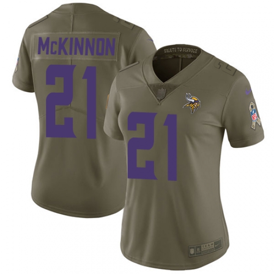Nike Vikings #21 Jerick McKinnon Olive Womens Stitched NFL Limited 2017 Salute to Service Jersey Nike Vikings #21 Jerick McKinnon Olive Womens Stitched NFL Limited 2017 Salute to Service Jersey