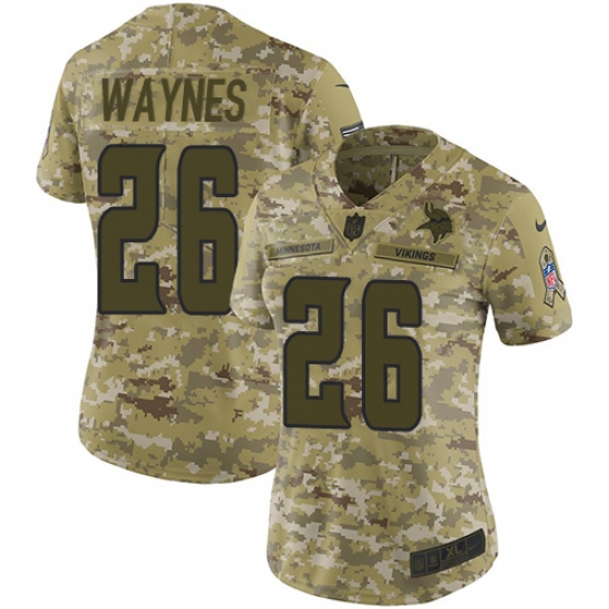 Nike Vikings #26 Trae Waynes Camo Women Stitched NFL Limited 2018 Salute to Service Jersey Nike Vikings #26 Trae Waynes Camo Women Stitched NFL Limited 2018 Salute to Service Jersey