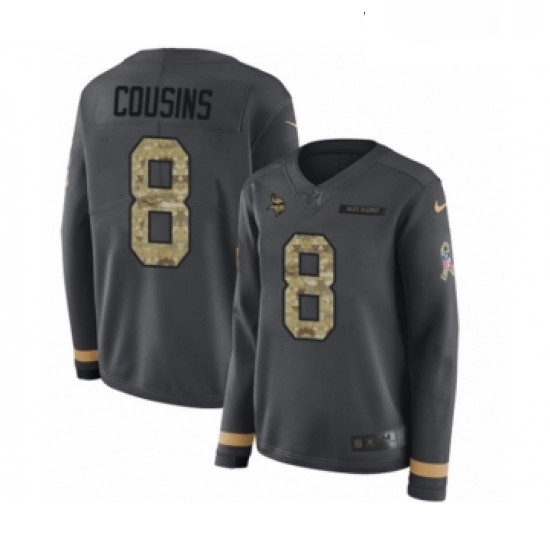 Womens Nike Minnesota Vikings 8 Kirk Cousins Limited Black Salute to Service Therma Long Sleeve NFL Jersey Womens Nike Minnesota Vikings 8 Kirk Cousins Limited Black Salute to Service Therma Long Sleeve NFL Jersey