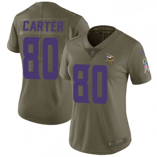 Womens Nike Minnesota Vikings 80 Cris Carter Limited Olive 2017 Salute to Service NFL Jersey Womens Nike Minnesota Vikings 80 Cris Carter Limited Olive 2017 Salute to Service NFL Jersey